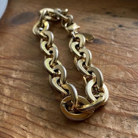 💛 Vintage Oscar De La Renta Gold Plated Cable Bracelet - Picture 3 of 5